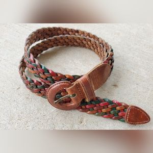 Vintage ECHO Braided Multicolor Leather Boho Hippie Western Belt Size M 30-32"